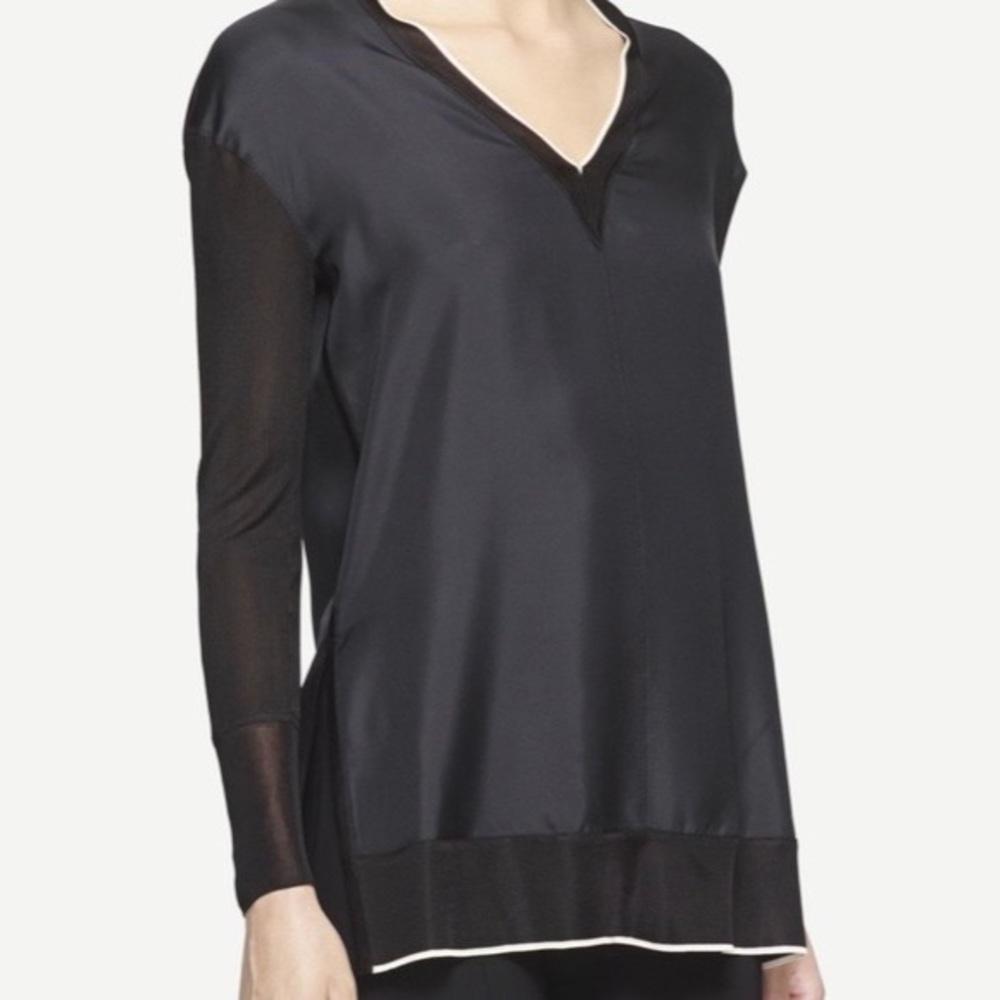 Rag & Bone Silk V Neck Long Sleeve Tunic Top